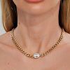 Cubic Zirconia Rectangle Pendant Necklace MR3032-1-2