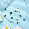 Plum Blossom Glass Links Necklace and Bracelet Sets SJEW-JS01293-03-2