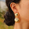 Double Flower Brass Stud Earrings EJEW-K257-06G-1