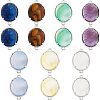 SUPERFINDINGS 14Pcs 7 Styles Brass Natural Gemstone Connector Charms G-FH0001-79-1