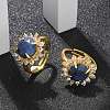 Sunflower Natural Lapis Lazuli Finger Rings RJEW-B113-03G-02-1