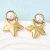 201 Stainless Steel ABS Plastic Pearl Stud Earrings EJEW-Z151-13G-05-3