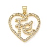 Brass Micro Pave Clear Cubic Zirconia Pendants KK-M319-22G-01-1