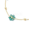 Brass Glass Flower Link Bracelets for Women BJEW-JB12383-4