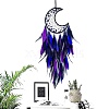 Crescent Moon Woven Net/Web with Feather Pendant Decoration PW-WGB79EB-01-1