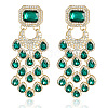 Teardrop with Rectangle Alloy Rhinestone Chandelier Earrings FS-WGBF96F-01-1