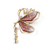 Resin Butterfly Brooch Pin with Crystal Rhinestone LS-JEWB-P016-05KCG-02-1