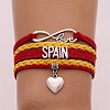 Infinity Love Heart Spain Word Charm Multi- strand Bracelet BJEW-C008-01-6