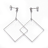 304 Stainless Steel Dangle Stud Earrings EJEW-L230-01-3