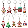 10Pcs 10 Styles Christmas Theme PVC Plastic Pendant Keychains KEYC-JKC00934-1