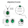 Cubic Zirconia Oval Pendant Necklace & Link Bracelet & Cuff Ring & Stud Earrings SJEW-SZC0001-01B-2