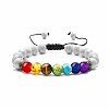 Chakra Theme Natural & Synthetic Mixed Stones Braided Bracelets QD1254-7-1