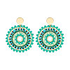 Glass Seed Braided Flat Round Dangle Earrings for Women FIND-PW0024-18-1