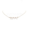 Natural Shell Word Love Pendant Necklace with Golden Brass Cable Chains for Mother's Day NJEW-JN04151-03-1