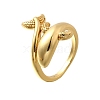 Dolphin Brass Cuff Rings for Women RJEW-Z085-01G-02-4