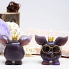 Natural Fluorite Pig with Glasses Energy Stone Figurine DJEW-PW0013-08-2