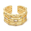 Rack Plating Real 18K Gold Plated Brass Rectangle Open Cuff Rings RJEW-B048-09G-2