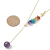 Natural Mixed Gemstone Beaded Larat Necklace with Brass Chains NJEW-JN04509-3