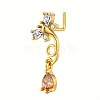 Brass Pave Peru and Clear Cubic Zirconia Dangle L-Shaped Nose Rings FS-WG9779A-02-1