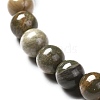 Natural Silver Leaf Jasper Round Beads Stretch Bracelet for Men Women BJEW-JB06824-01-5