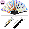 1Pc Bamboo with Oxford Fabric Glitter Powder Folding Fans AJEW-SP0003-77E-2