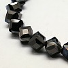 Half Plated Crystal Glass Cube Beads Strands EGLA-F023-D03-1