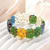 Handmade Millefiori Lampwork Beaded Stretch Bracelets for Men Women BJEW-G738-01A-01-1