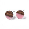 Opaque Resin & Walnut Wood Stud Earrings EJEW-N017-008-B04-2