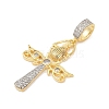 Brass Micro Pave Clear Cubic Zirconia Egyptian Ankh Cross Beetle European Dangle Charms KK-U058-47G-2