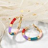 PVD Vacuum Plating 201 Stainless Steel Enamel Hoop Earrings for Women EJEW-B016-33E-2