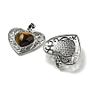 Natural Tiger Eye Peach Love Heart Pendants G-G158-01E-2