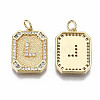 Brass Micro Pave Clear Cubic Zirconia Pendants KK-S356-234L-G-NF-2