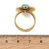 Natural Larimar Cabochons & Stainless Steel Cuff Open Rings RJEW-JR01090-01-5