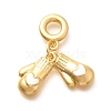 Brass Enamel Heart Gloves European Dangle Charms KK-U048-02G-2