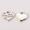 Wedding Theme Antique Silver Tone Tibetan Style Alloy Heart with Step Dad of Groom Rhinestone Charms TIBEP-N005-23B-1