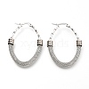 Non-Tarnish 304 Stainless Steel Mesh Hoop Earrings EJEW-C501-15P-A-1