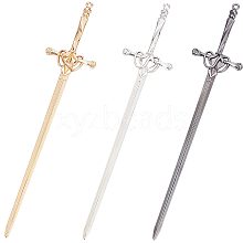 Gorgecraft 3Pcs 3 Colors Chinese Style Alloy Sword Hair Sticks OHAR-GF0001-22