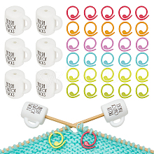  Cup with Word Food Grade Eco-Friendly Silicone Knitting Needle Stoppers DIY-NB0010-69