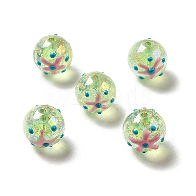 AB Color Transparent Crackle Acrylic Round Beads OACR-A013-04D-1