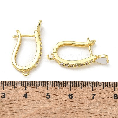 Brass Micro Pave Clear Cubic Zirconia Hoop Earring Findings EJEW-C185-01G-03-1