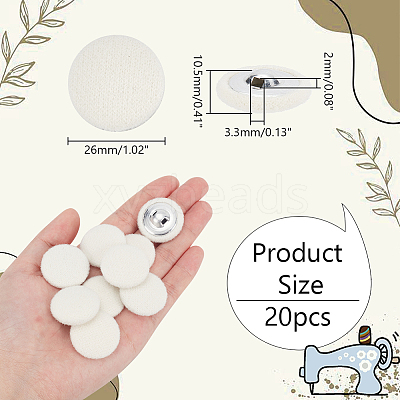 20Pcs Cloth with Aluminum Base Buttons BUTT-NB0001-77B-1
