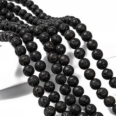Natural Lava Rock Round Bead Strands X-G-M169-10mm-03-1