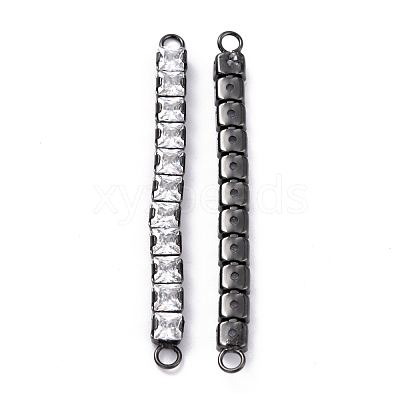Brass Clear Square Cubic Zirconia Links Connectors ZIRC-G170-22-1