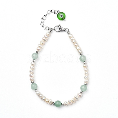 Natural Amazonite Beaded Bracelets BJEW-JB05313-02-1
