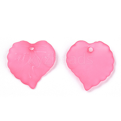 Transparent Frosted Acrylic Leaf Charms FACR-ZX003-01D-1