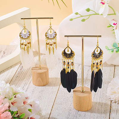 2Pairs 2 Colors Feather Chandelier Earrings EJEW-TA0001-81D-1