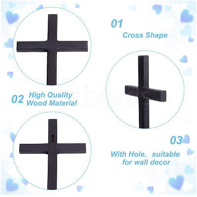 Wooden Cross Wall Decoration WOOD-WH0124-91-1