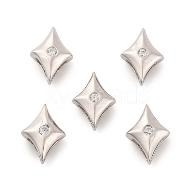 925 Sterling Silver Micro Pave Clear Cubic Zirconia Slide Charms STER-P061-02A-P-1
