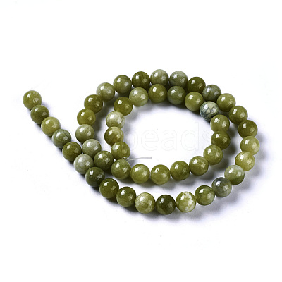 Natural Chinese Jade/Southern Jade Beads Strands G-G735-38-8mm-1