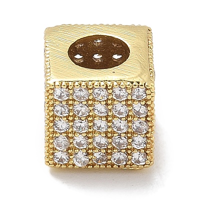Rack Plating Brass Micro Pave Cubic Zirconia Beads KK-L224-036G-1